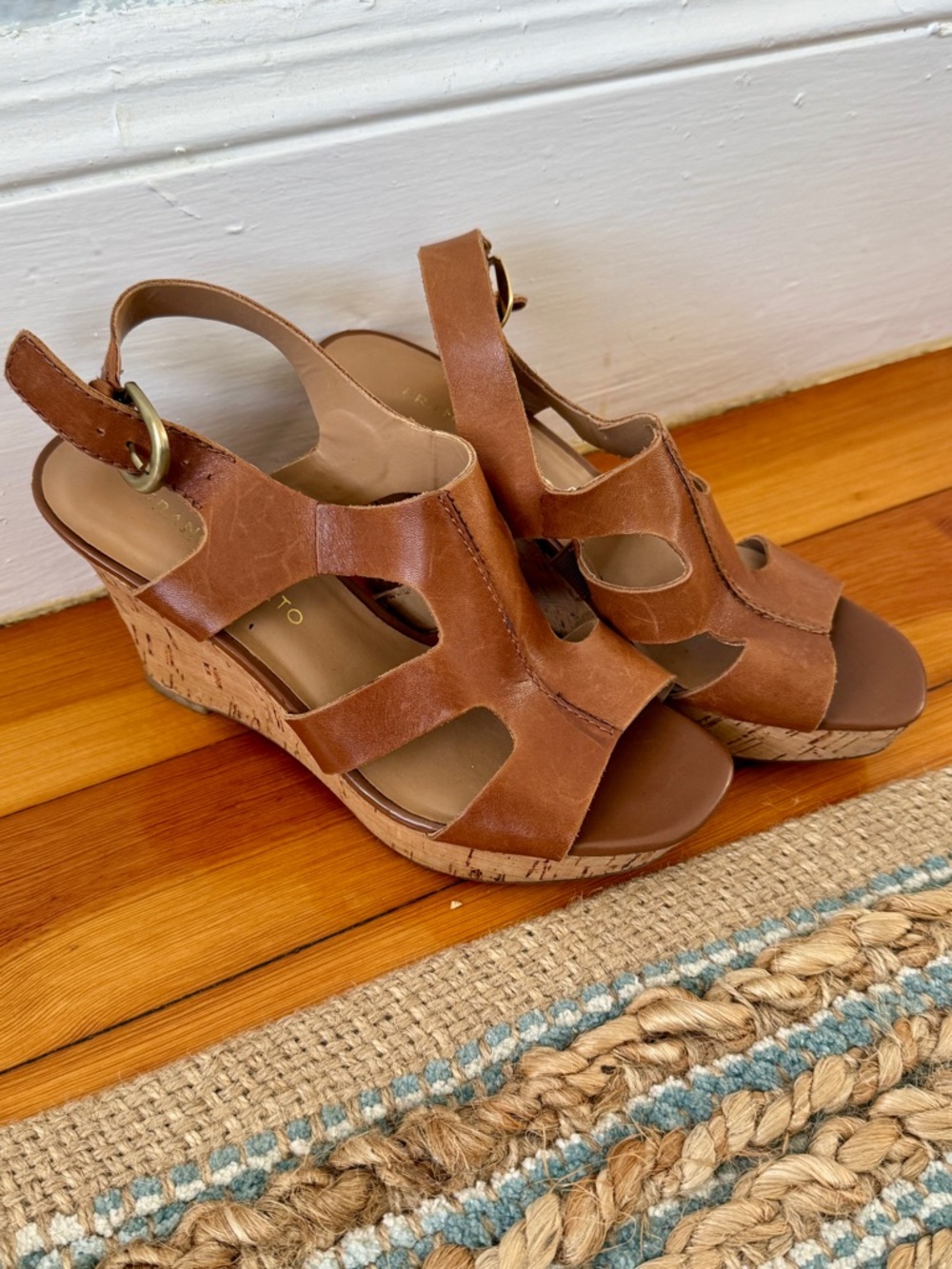 Franco Sarto Brown Cork Wedge Sandals
